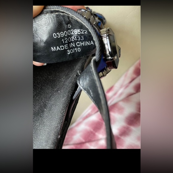 ASOS BeJeweled Blue Strap Slide Sandals in black size 5 fits US 6.5 - Picture 4 of 4